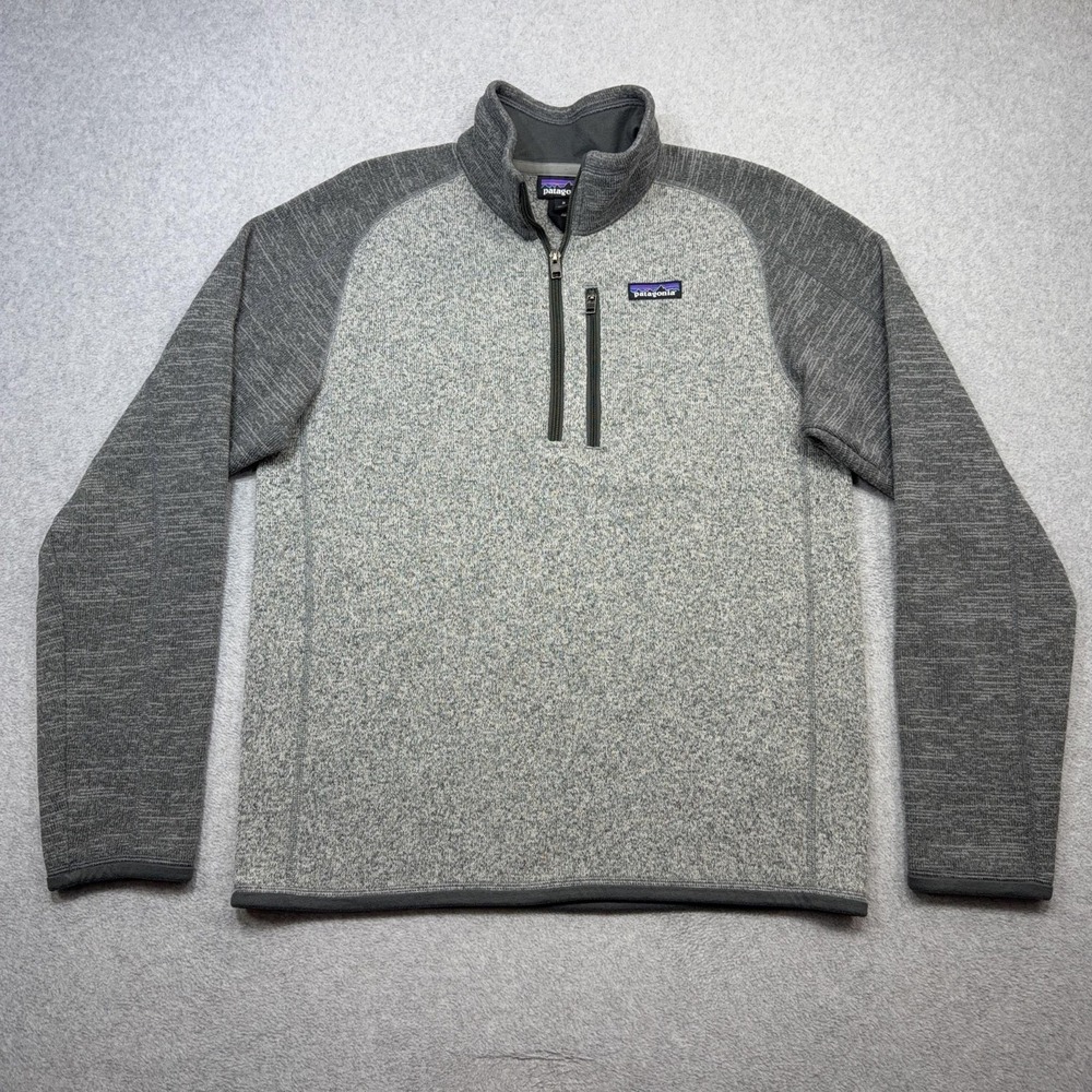 Patagonia Better Sweater Men Medium Gray Colorblock 1/4 Zip Fleece Pullover
